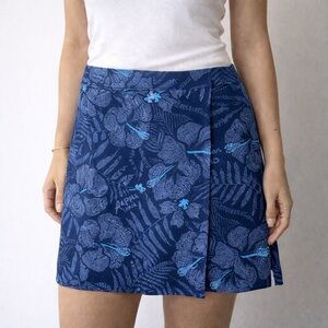 RipSkirt Blue Tropical Print Wrap Skirt Large Maui Moonlight Summer Vacation